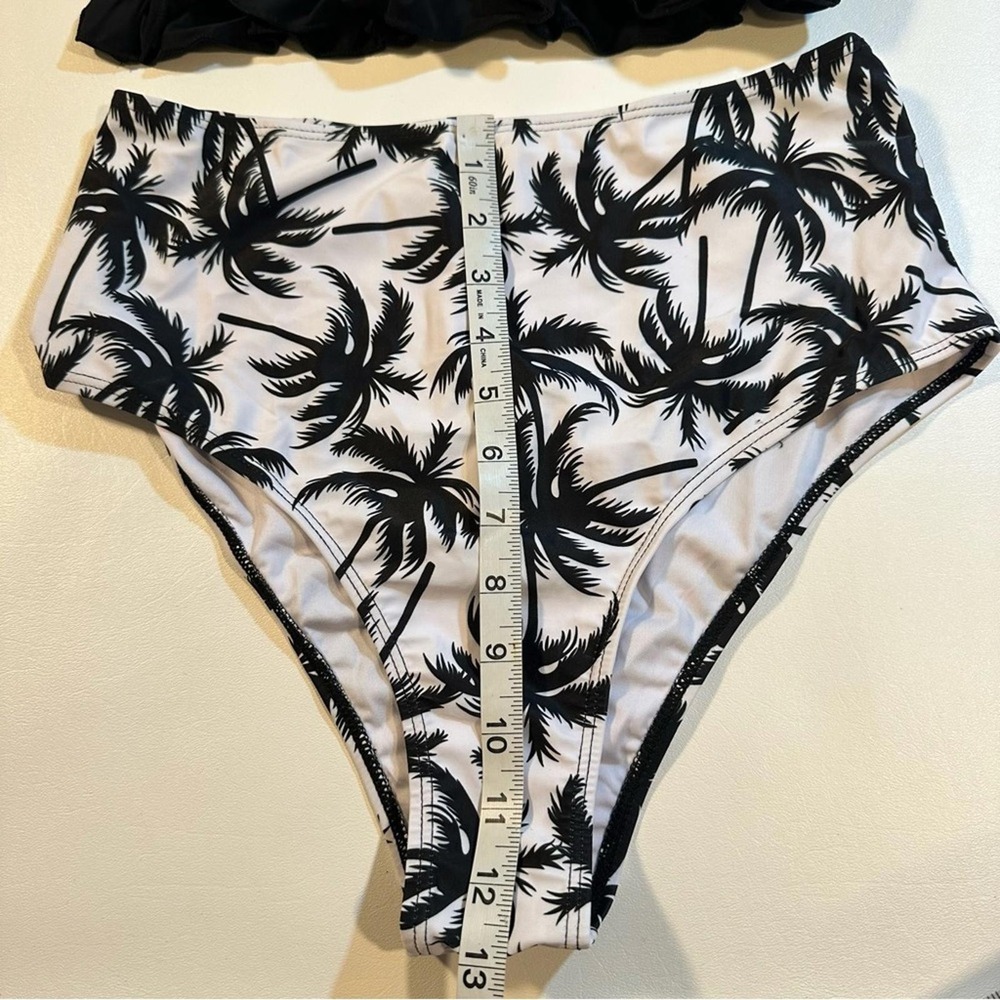 NWT Sporlike Size M Black Bandeau Top W Palm Tree Print Bottom Bikini - Picture 9 of 10